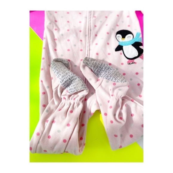 Carter’s Fleece Footy Sleeper Pyjamas Penguin 2T - Picture 9 of 10